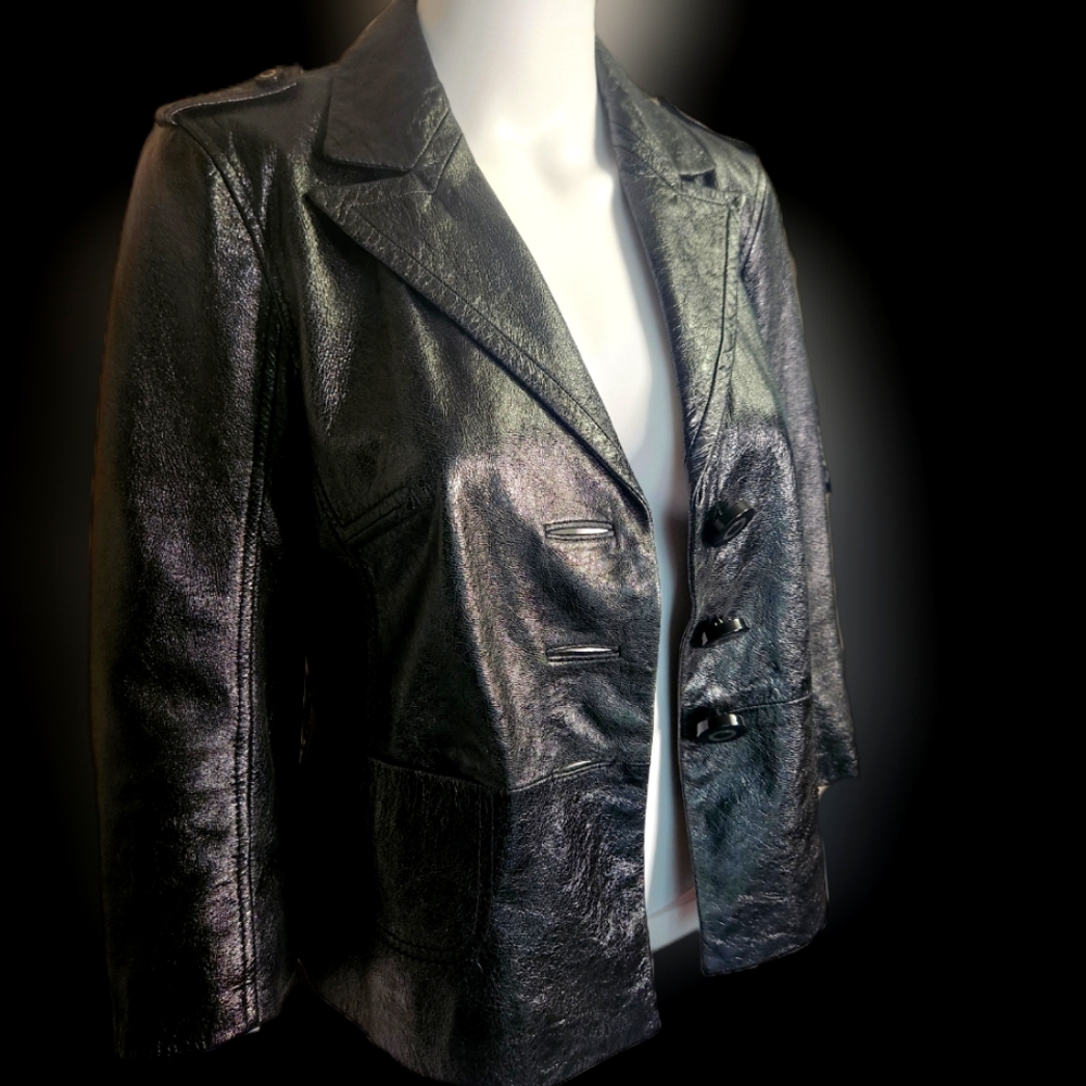 Tory Burch Crinkle Patent Leather jacket  Size 6